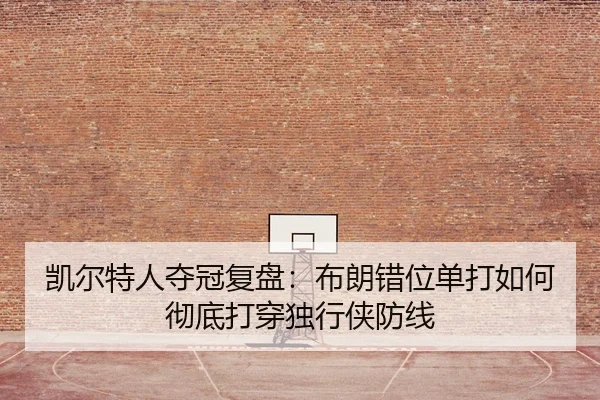 凯尔特人夺冠复盘：布朗错位单打如何彻底打穿独行侠防线